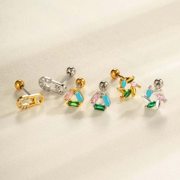 1 Piece Daily Triangle Copper Gold Color Zircon Women's Piercing Earrings 2
