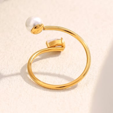 1 Piece Elegant Twist Stainless Steel Gold Color Minimalist Rings h5 Picture6