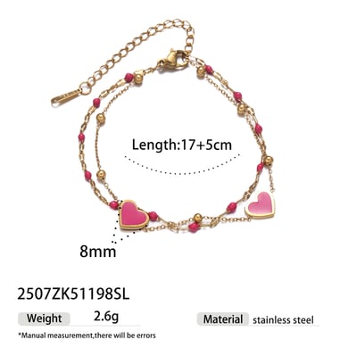 1 Stück Charm-Armband aus Edelstahl der Romantischen Serie „Sweet Heart“ in Goldfarbe h5 