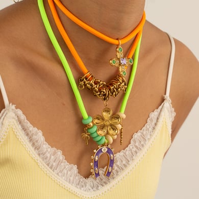 1 Piece Tropical Horseshoe-shaped Stainless Steel Gold Color Women's Pendant Necklaces h5 Picture2