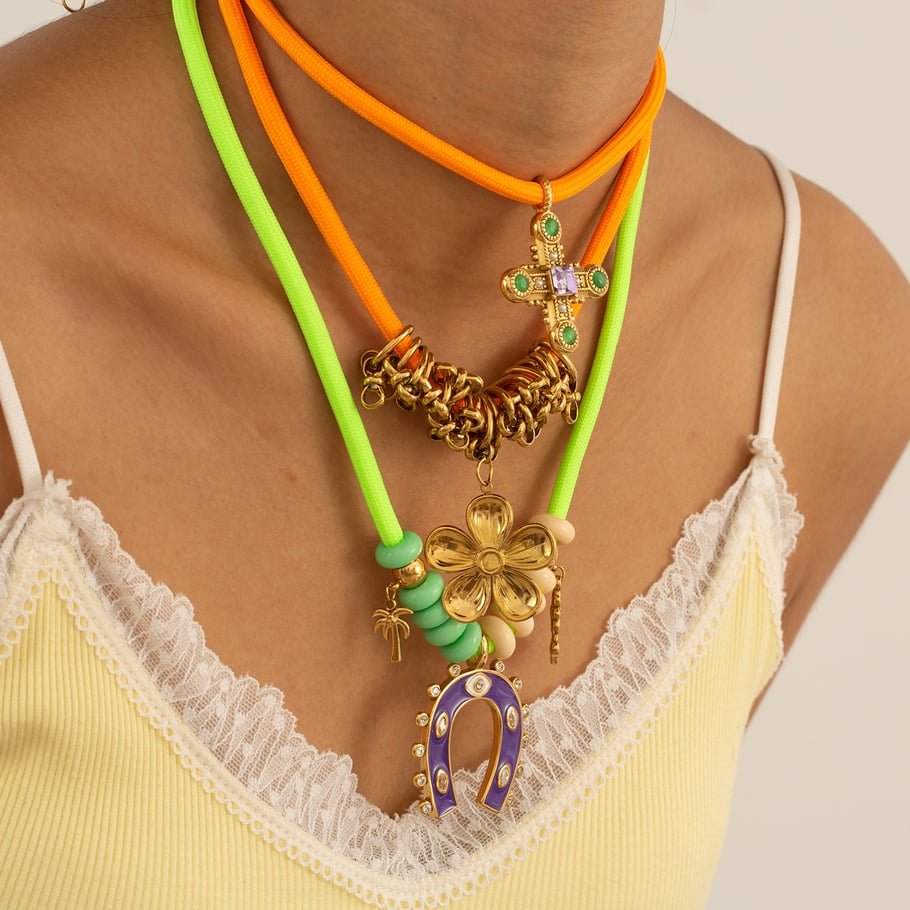 1 Piece Tropical Horseshoe-shaped Stainless Steel Gold Color Women's Pendant Necklaces Picture2