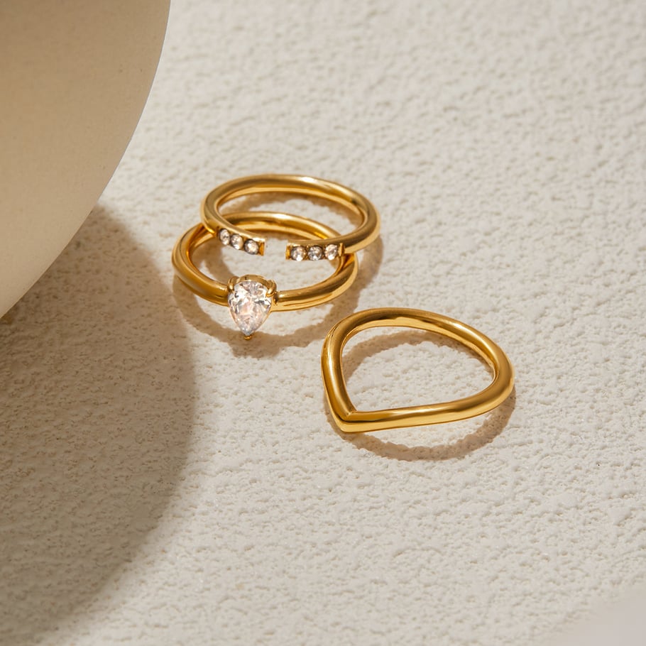 Bague minimaliste irrégulière en acier inoxydable couleur or, série simple, 1 pièce Image5