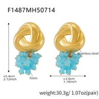 F1487-Golden Blue Stone Earrings Picture8