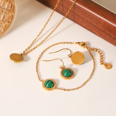 1 Piece Simple Series Daily Circle Stainless Steel  Natural Stone Women's Necklaces h5 Picture7