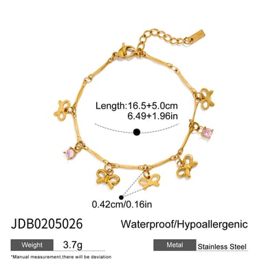 Pulseras con dijes de flores exquisitas de acero inoxidable color dorado para mujer, 1 pieza h5 Imagen2