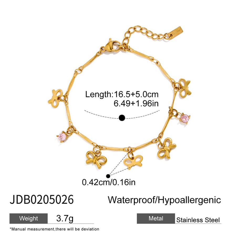 Pulseras con dijes de flores exquisitas de acero inoxidable color dorado para mujer, 1 pieza Imagen2