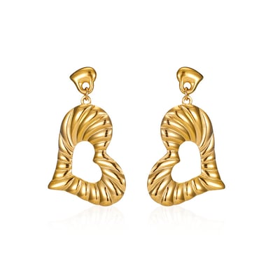 1 paio di orecchini pendenti a forma di cuore in acciaio inossidabile color oro h5 Immagine5