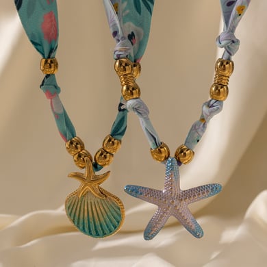 1 Stück Ins Style Muschel Seestern Edelstahl Gold Farbe Anhänger Halskette h5 Bild3