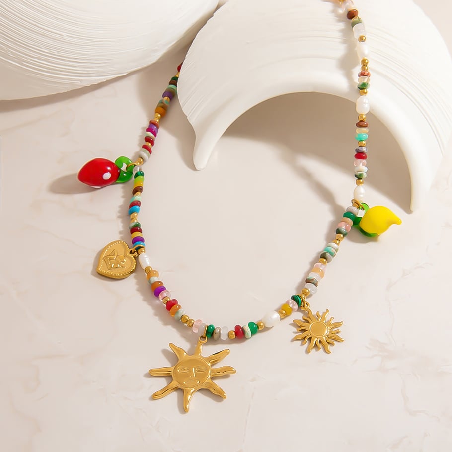 1 Piece Natural Stone Beaded Necklace h5Picture7