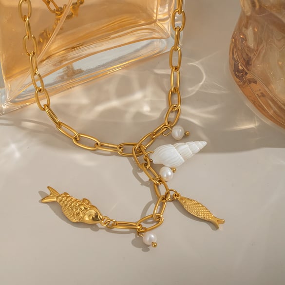 1 Piece Luxurious  Natural Turtle Stainless Steel  Women's Pendant Necklaces