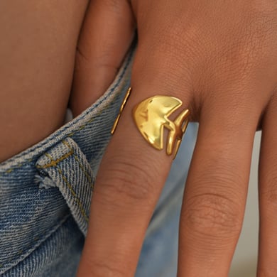 Bague en acier inoxydable couleur or avec motif animal naturel, 1 pièce h5 Image5