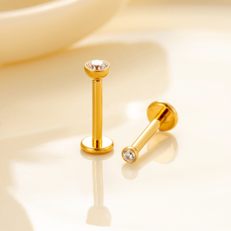 1 Adet Titanyum Alaşımlı Altın Renkli Piercing Küpe Resim5