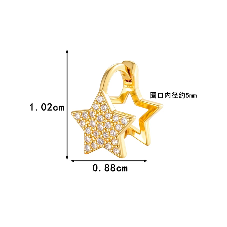 1 pieza de pendientes de aro con circonitas de color cobre y dorado con estrella moderna para mujer Imagen2