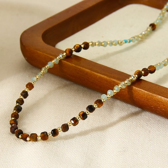 Collana di perline con pietre naturali classiche da 1 pezzo