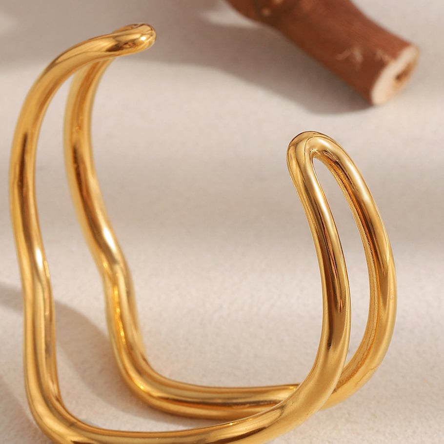1 Piece Simple Series Daily Lines Stainless Steel Women's Bangles Picture3