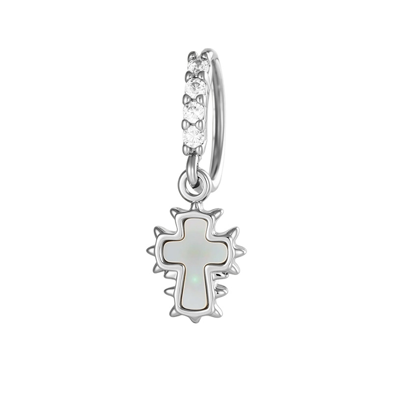 1 Piece Cross Copper Zircon Nose Ring