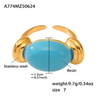A774-Golden Sky Blue Resin Ring/No.7 Picture3