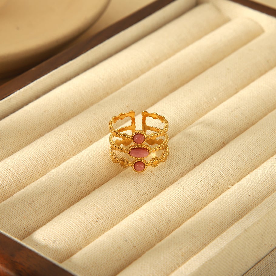 1 Pair Luxurious Series Retro Geometric Stainless Steel  Wmoen's  Rings Picture4