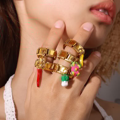 1 Piece Stainless Steel Gold Color DIY Statement Ring h5 Picture2