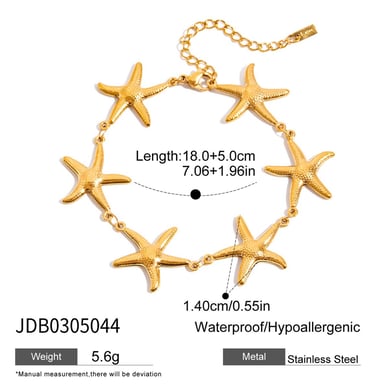 Bracelet chaîne pour femme en acier inoxydable couleur or, motif étoile de mer, 1 pièce h5 Image2