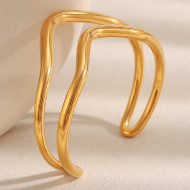 1 Piece Simple Series Daily Lines Stainless Steel Women's Bangles h5 Picture2