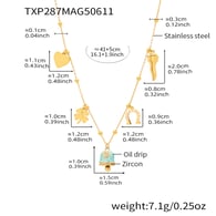 TXP287-Golden light green bell enamel necklace 41+5cm Picture14