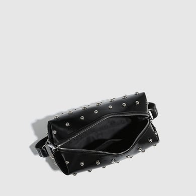 Bolso de mano de PU con remaches de color sólido estilo hip-pop/rock para mujer, 1 pieza h5 Imagen4