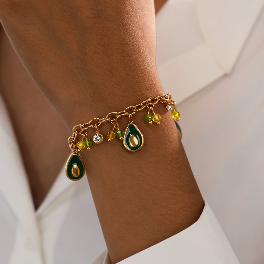 1 Piece Daily Avocado Stainless Steel Gold Color Women's Charm Bracelets Picture6