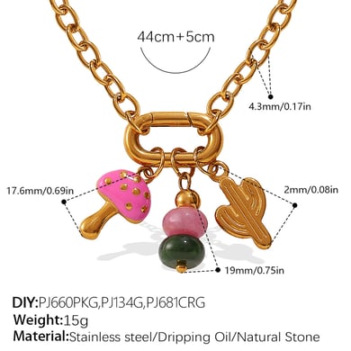 1 Piece Animal Stainless Steel  Gold Color DIY Pendant Necklace h5 