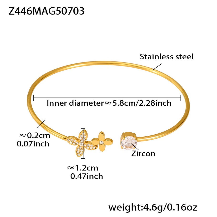 1 Piece Vacation Coral Stainless Steel Gold Color Women's Bangles