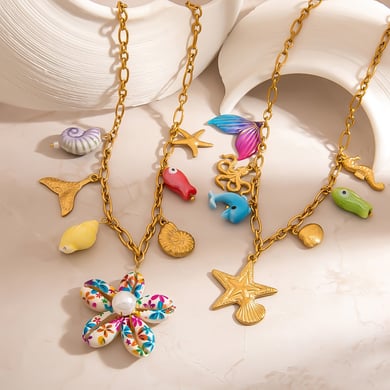 1 Piece Oceanic Stainless Steel Gold Color Pendant Necklace h5 Picture3