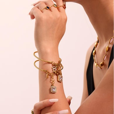 1 Piece Exquisite Rectangle Stainless Steel Gold Color Women's Charm Bracelets h5 Picture8