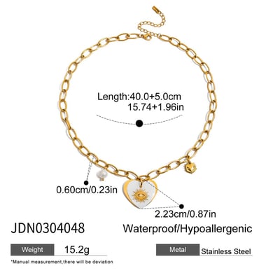 Collier avec pendentif en forme de cœur en acier inoxydable doré pour femme, 1 pièce h5 Image2
