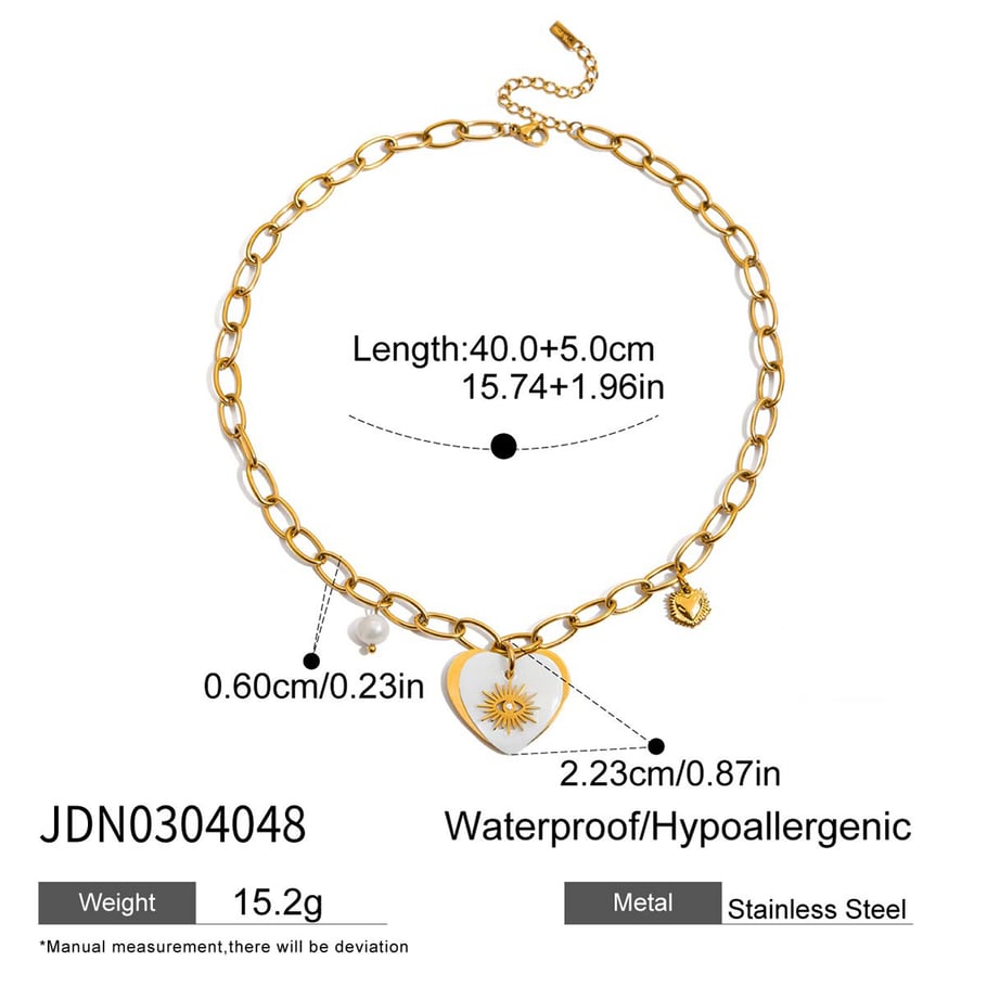 Collier avec pendentif en forme de cœur en acier inoxydable doré pour femme, 1 pièce Image2