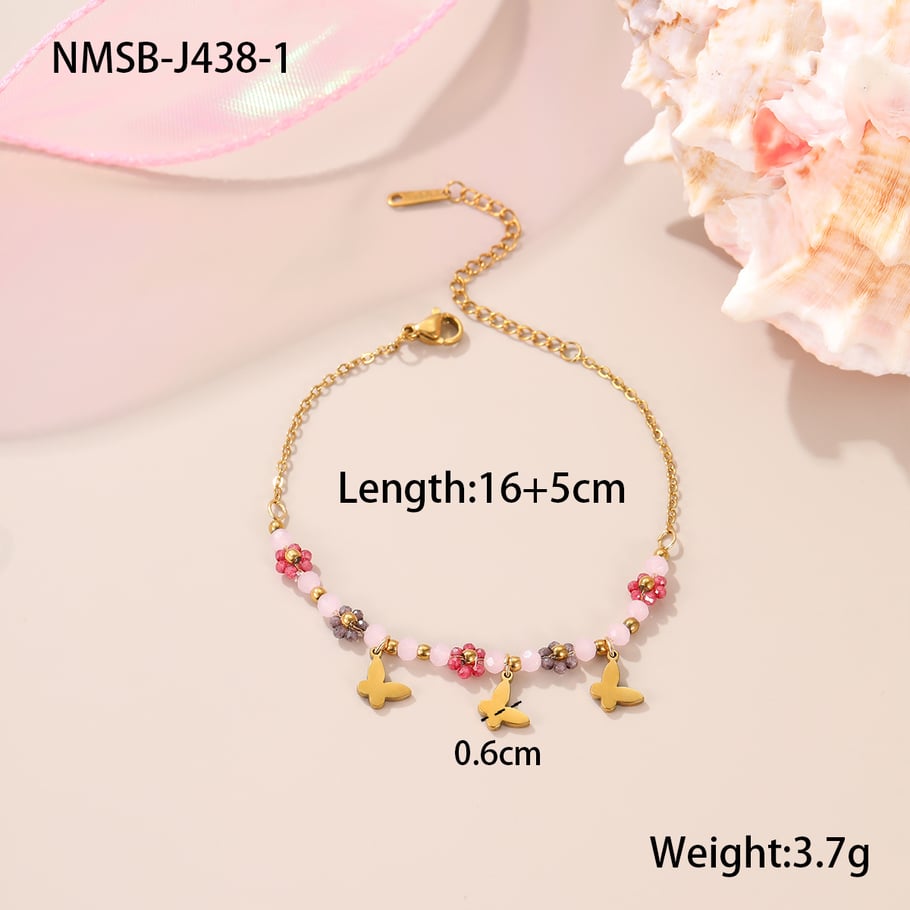 1 pulsera romántica de acero inoxidable con dije de corazón dulce 