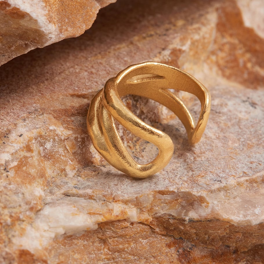 Bague minimaliste moderne en acier inoxydable couleur or, 1 pièce Image6