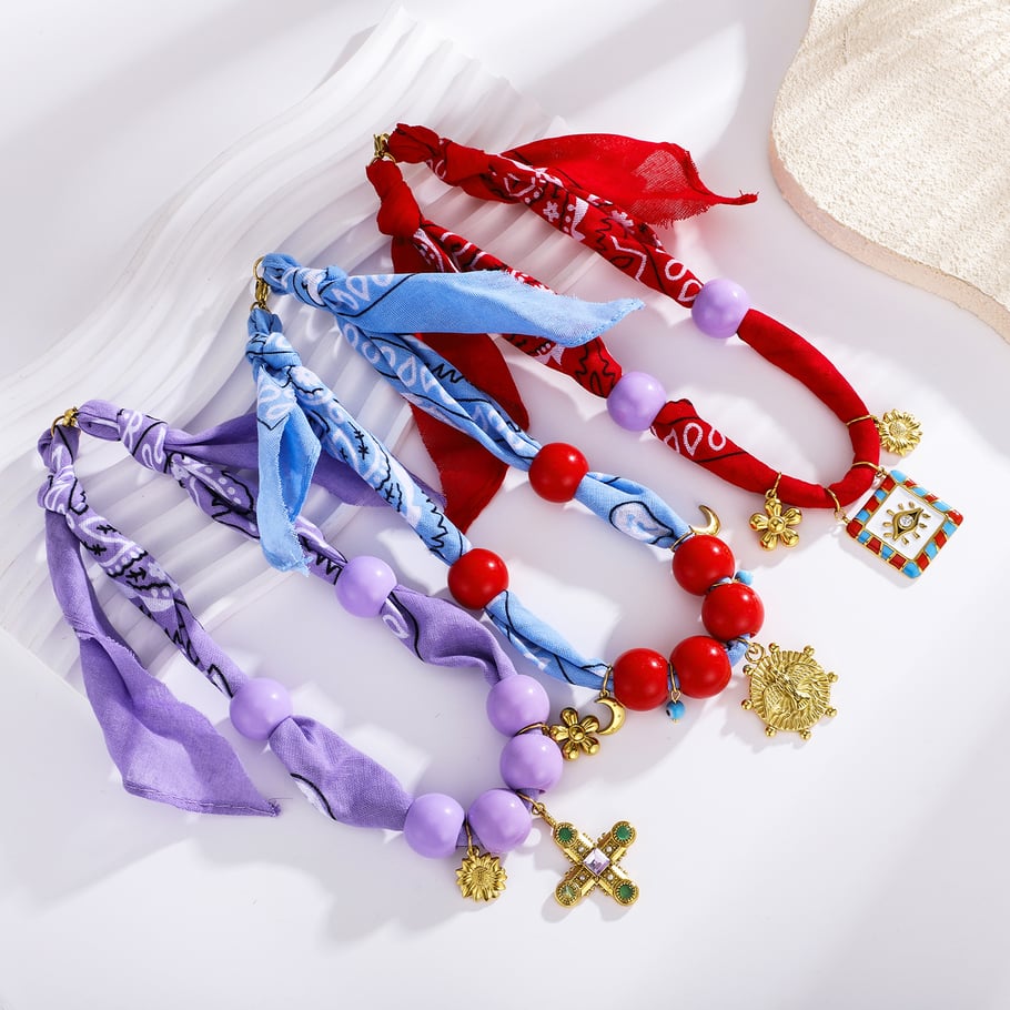 Collana con ciondolo da donna in acciaio inossidabile color oro con croce dell&#39;occhio del diavolo, serie lussuosa, 1 pezzo Immagine3