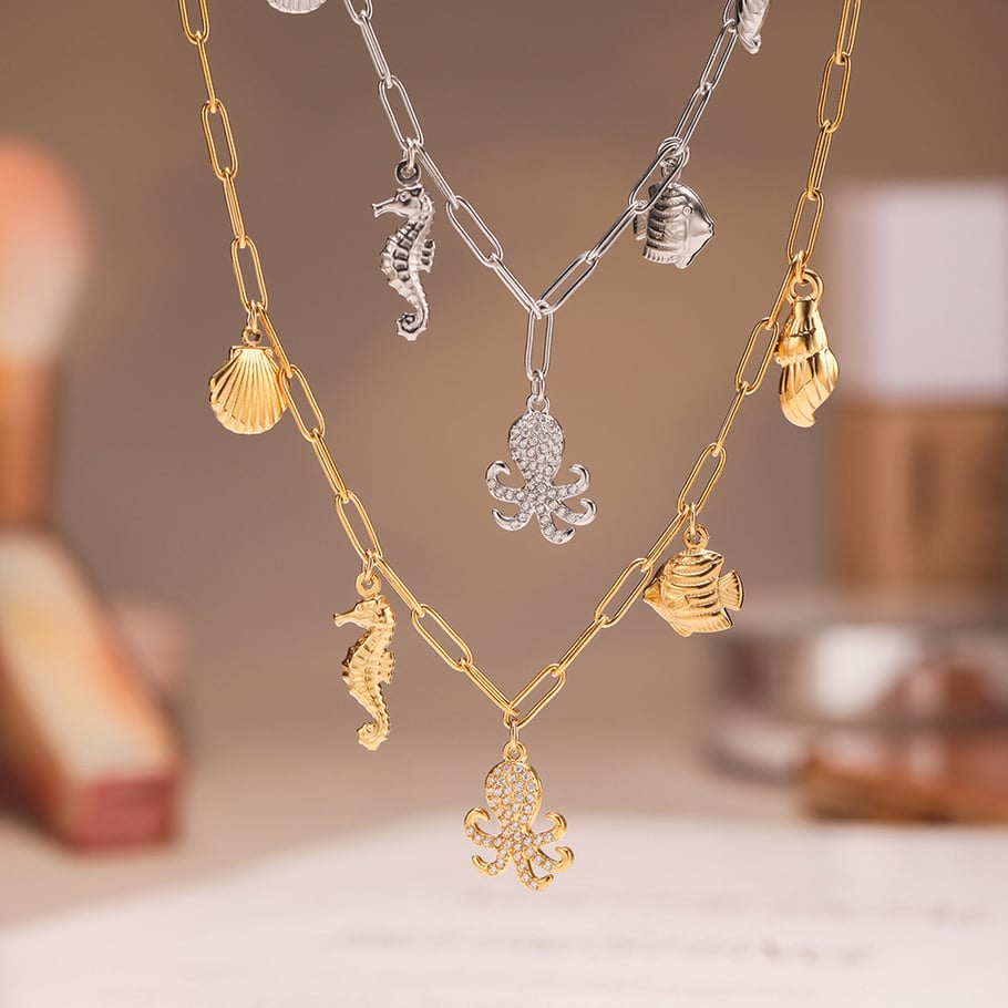 1 Piece Marine Organism Stainless Steel Gold Color Women's Pendant Necklaces Picture2