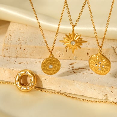 1 Piece Circle Stainless Steel Gold Color Zircon Women's Pendant Necklaces h5 Picture5