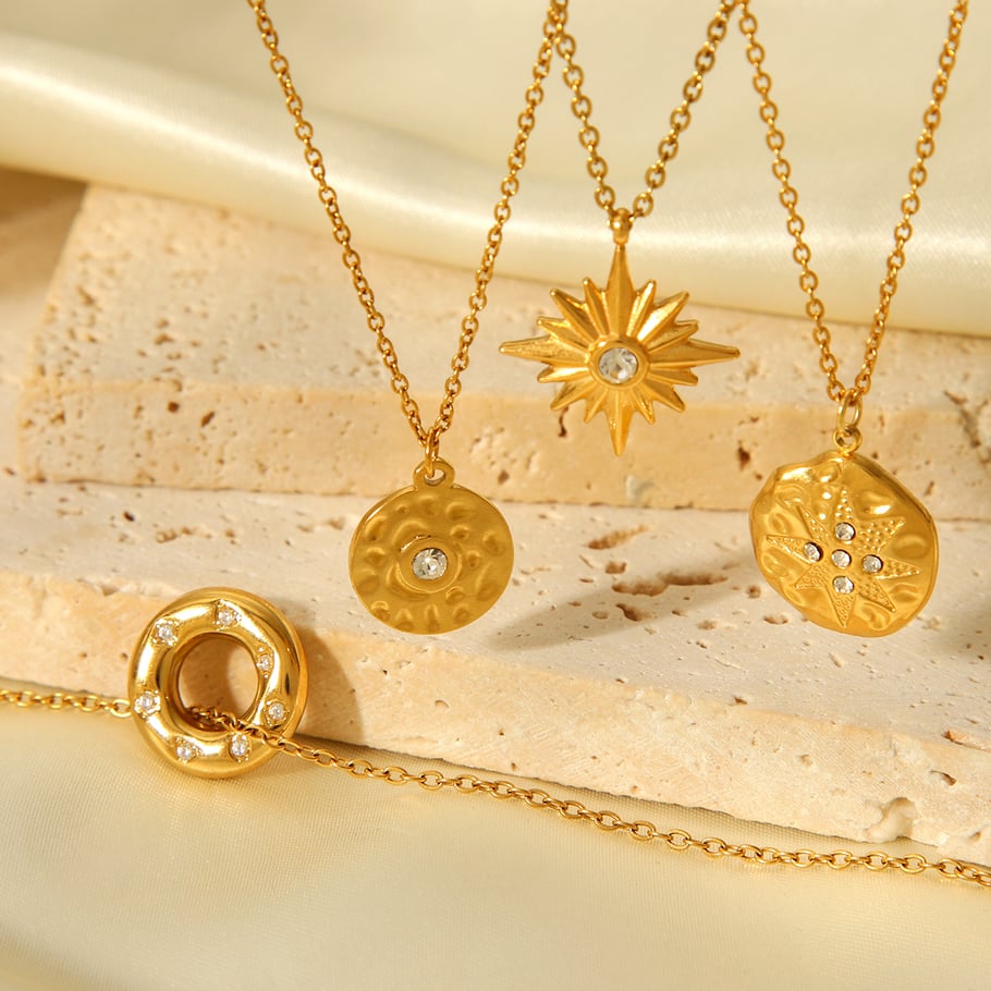 1 Piece Circle Stainless Steel Gold Color Zircon Women's Pendant Necklaces Picture5