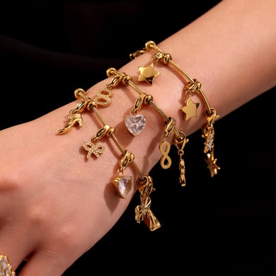 1 Piece Delicate Heart Stainless Steel Gold Color Women's Charm Bracelets h5 Picture5