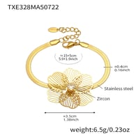 TXE328-Bracciale con zirconi dorati a forma di fiore 15+5 cm Immagine3
