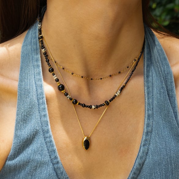 Retro Natural Stones Necklaces Set