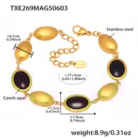 TXE269-Bracciale in opale nero dorato 17+5 cm Immagine12