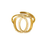 A462-Anello doppio anello dorato con zircone/Numero 7 