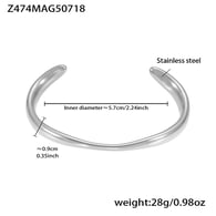 Z474-Bracciale aperto geometrico in acciaio Immagine4