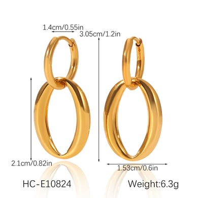 1 Pair Simple Series Daily Geometric Stainless Steel  Women's Hoop Earrings h5 Picture2