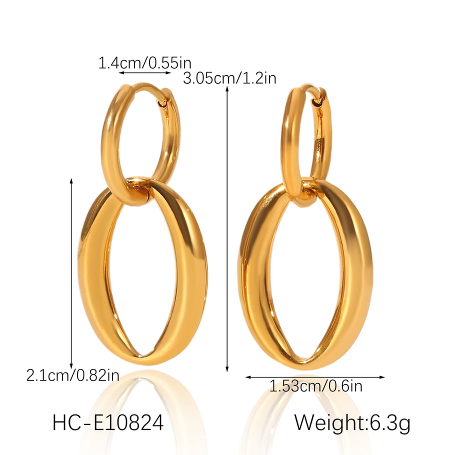 1 Pair Simple Series Daily Geometric Stainless Steel  Women's Hoop Earrings Picture2