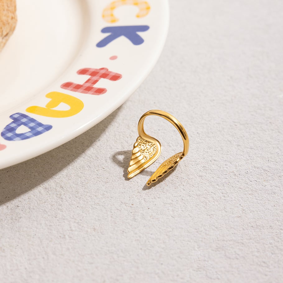 1 stuk Delicate Wings roestvrij staal goudkleurige statement ringen Afbeelding7