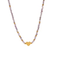 P1336-Love Natural Stone Beaded Necklace 40+7cm 